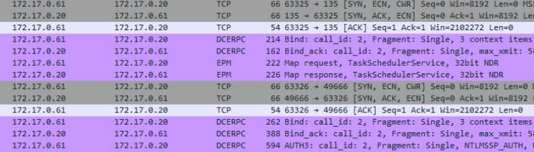 显示动态端点解析的 Wireshark 代码段